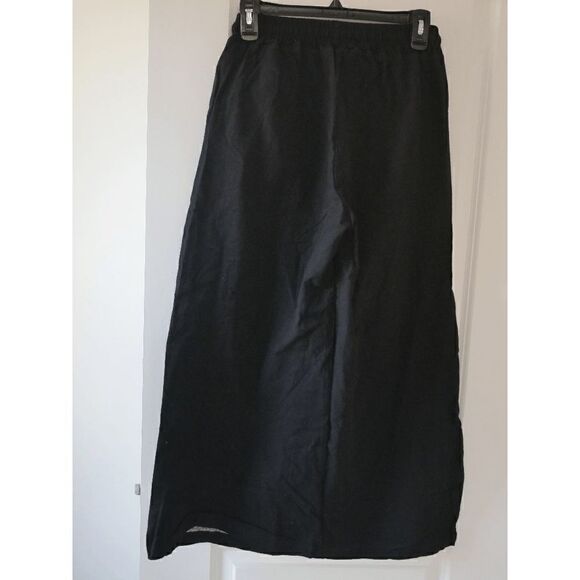 IZURIA | Black Geometric-Embroidered Drawstring Wide-Leg Linen-Blend Pants S - Picture 4 of 9